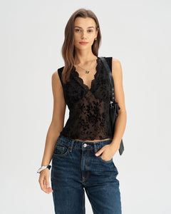 Sienna | Lace-Trim V-Neck Tank Top