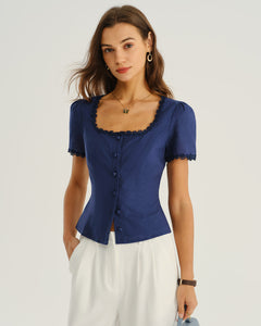 Ivy | Square Neck Button-Front Blouse