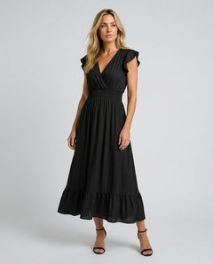 Clove | Ruffle Sleeve Smocked Waist Midi Dress