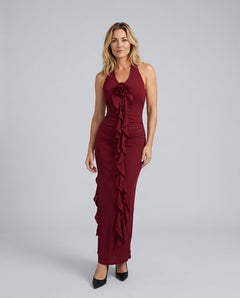 Selene | Ribbed Halter Maxi Dress