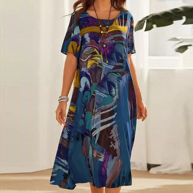 Elin | Relaxed Floral Print Midi Dress