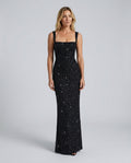 Cleo | Sequin Tie-Up Square Neck Maxi Dress