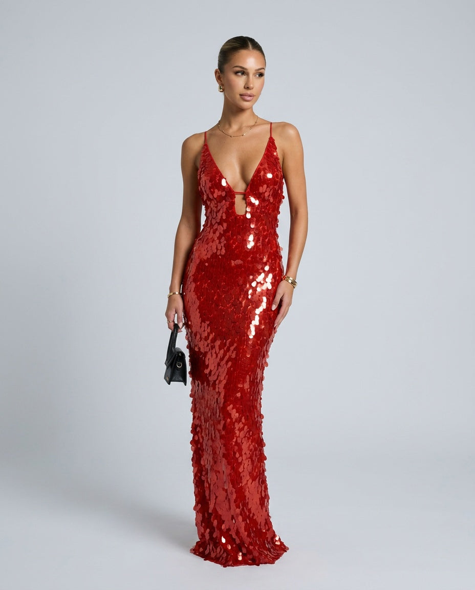 Imogen | Spaghetti Strap Sequin Maxi Dress