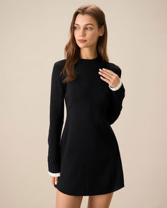 Imogen | Contrast Long Sleeve Sweater Mini Dress