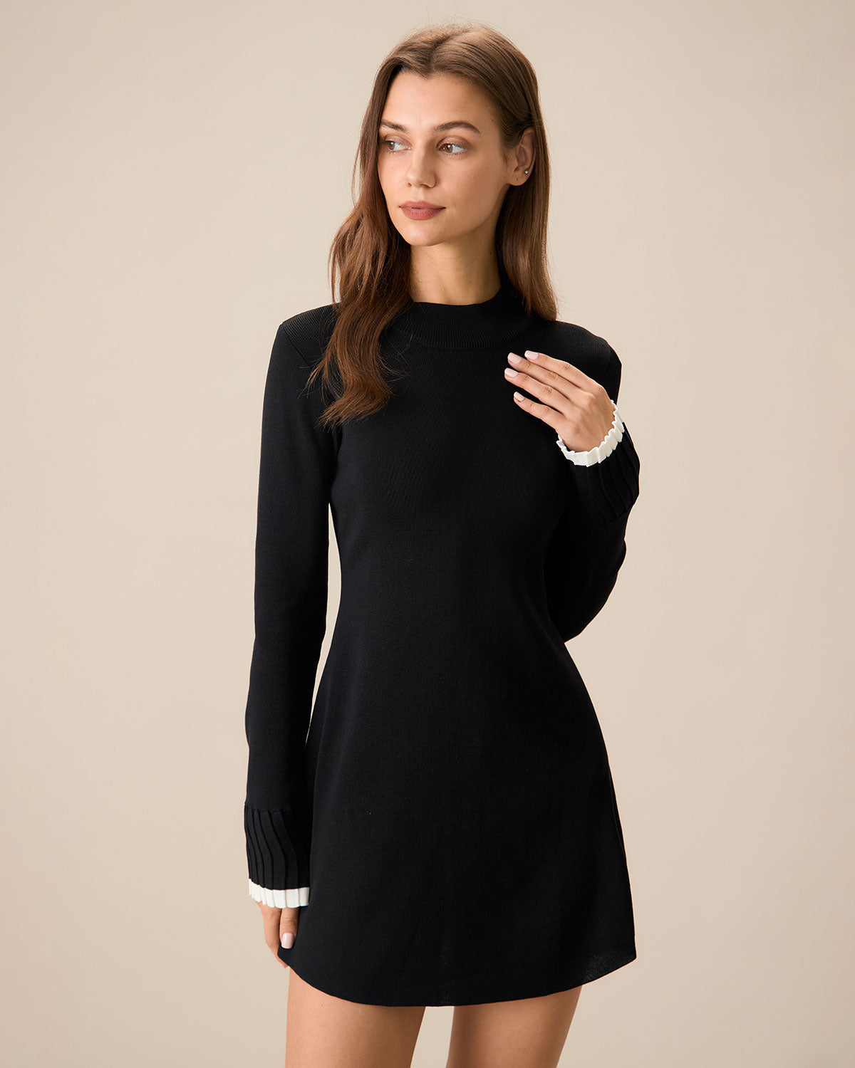 Imogen | Contrast Long Sleeve Sweater Mini Dress
