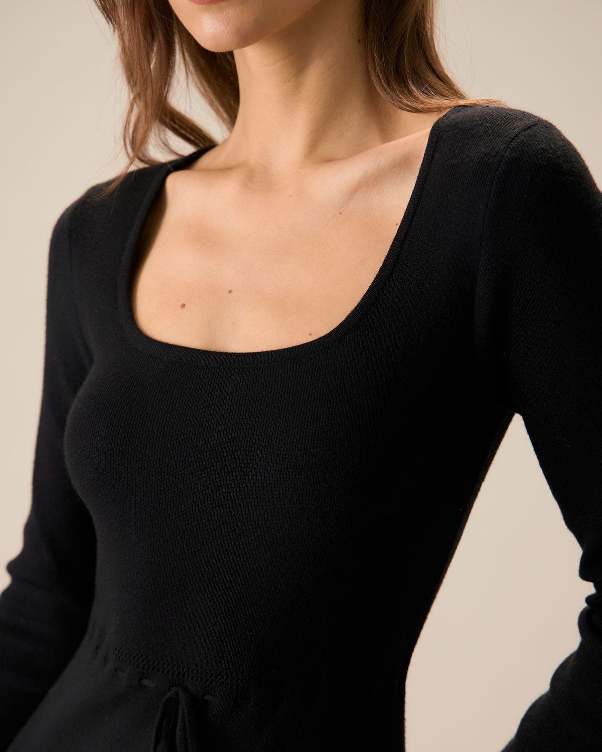 Cleona | Square Neck Mermaid Sweater Maxi Dress