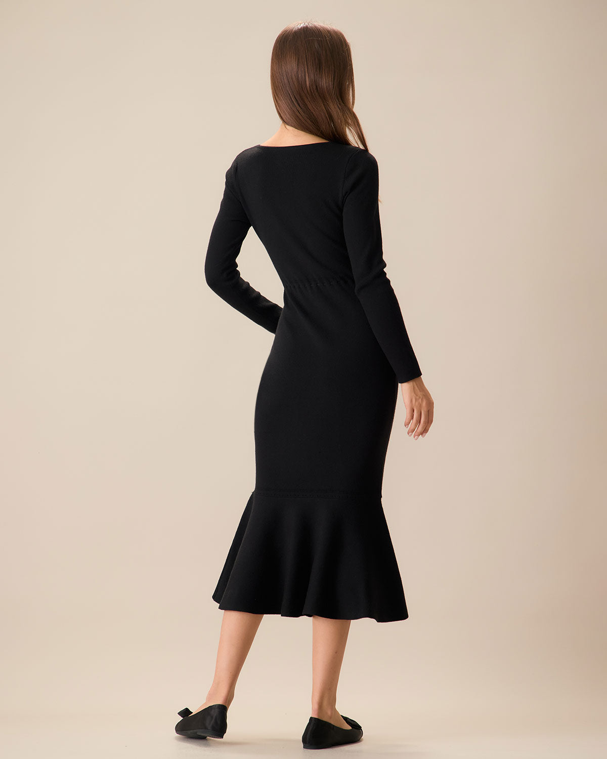 Cleona | Square Neck Mermaid Sweater Maxi Dress