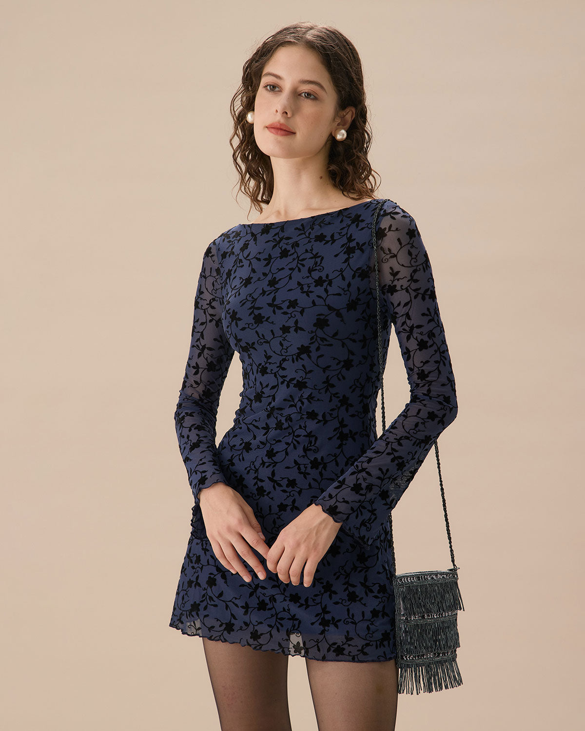 Tessa | See-Through Long Sleeve Mini Dress