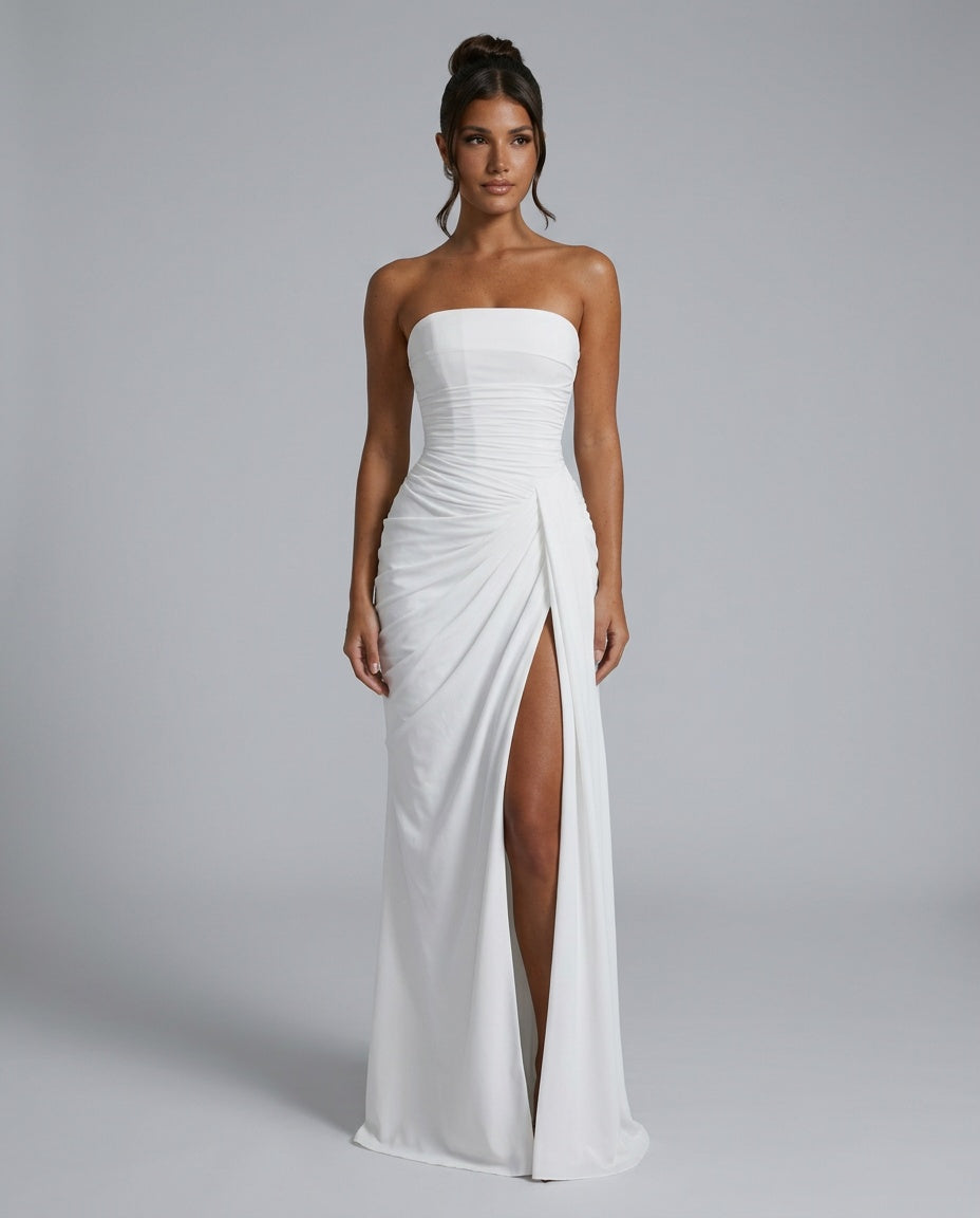Cora | Strapless High Slit Maxi Dress