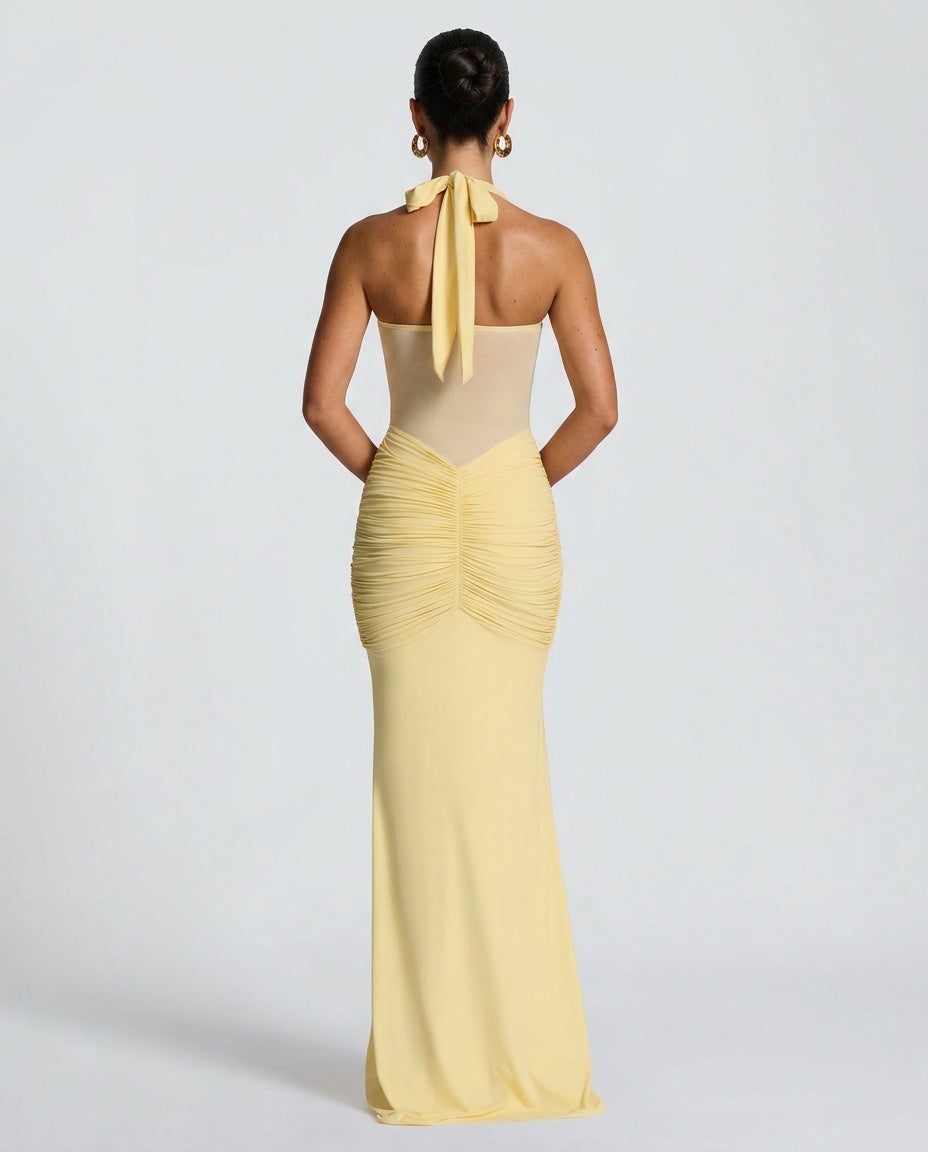 Cora | Halter Neck Backless Maxi Dress