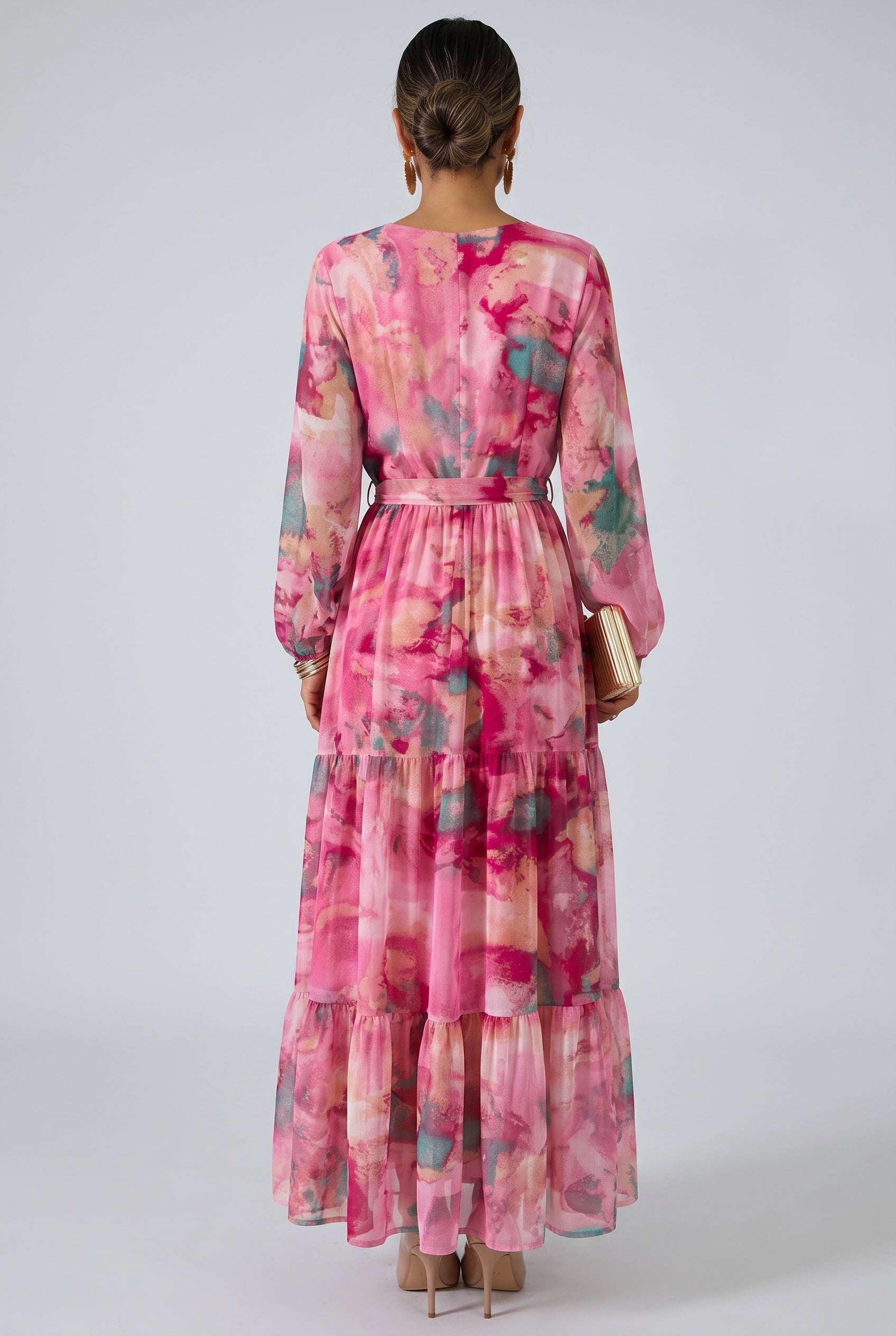 Reva | Floral V-Neck Wrap Maxi Dress