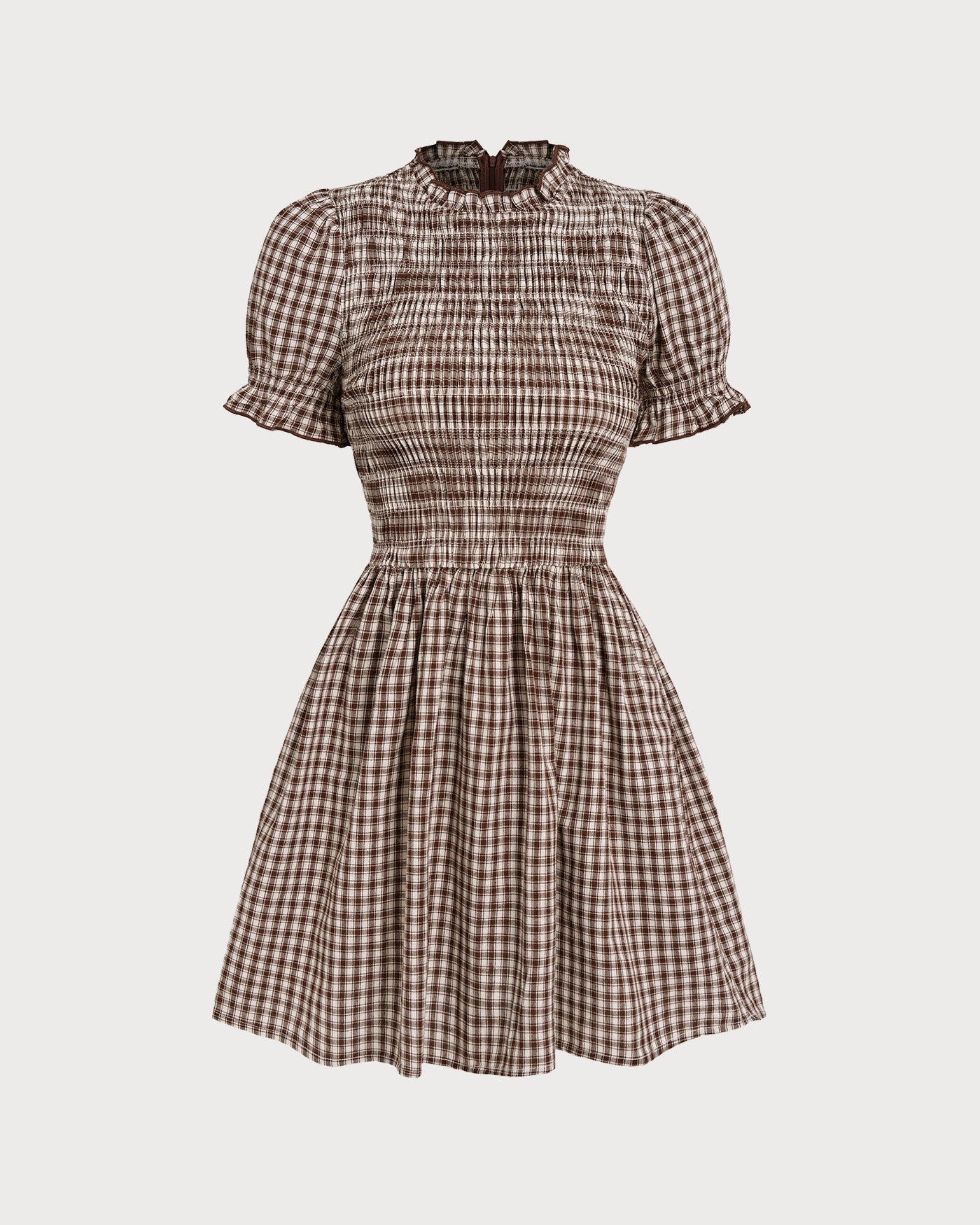 Cleo | Gingham Puffed Sleeve Mini Dress