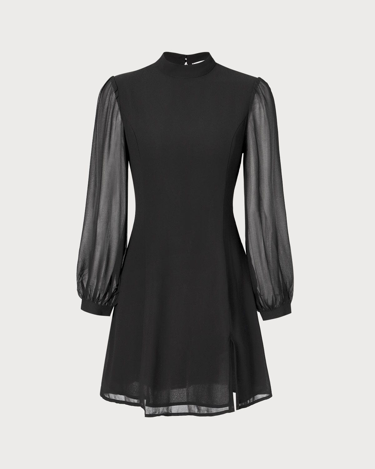 Rosa | Stand Collar Sheer Slit Mini Dress