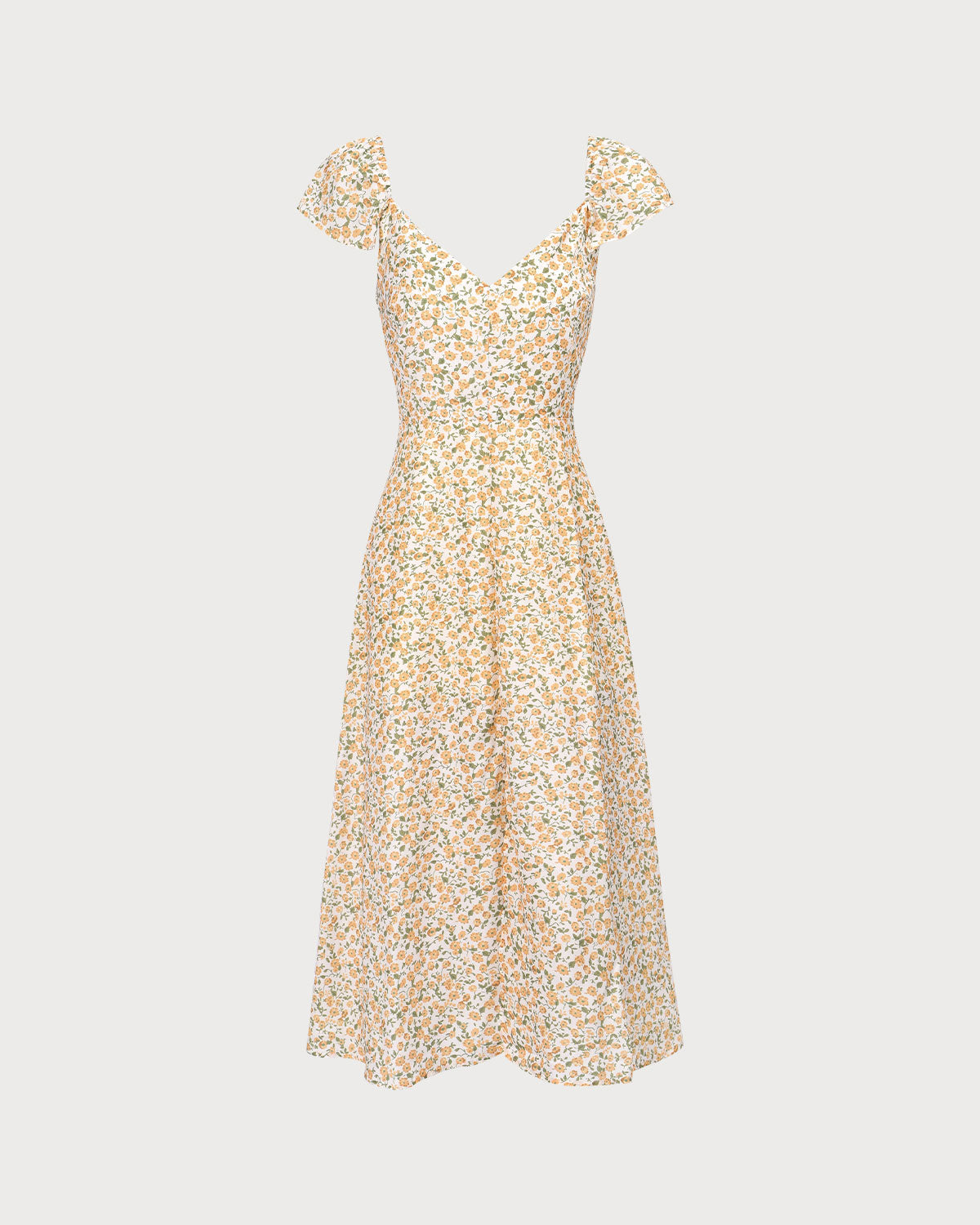 Isolde | V-Neck Floral Side Slit Midi Dress