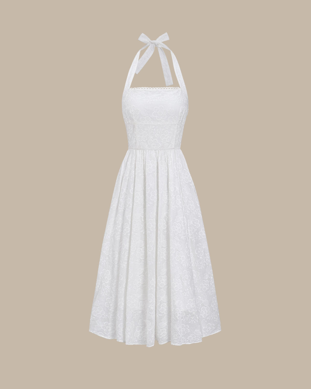 Kira | Embroidered Halter Midi Dress
