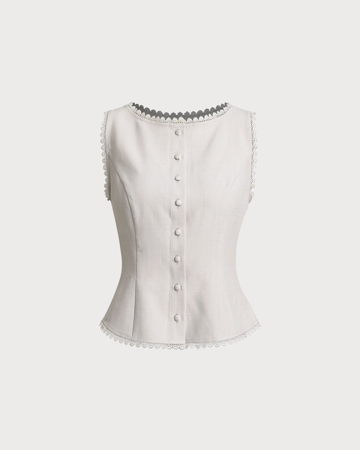 Priya | Sleeveless Boat Neck Button Vest
