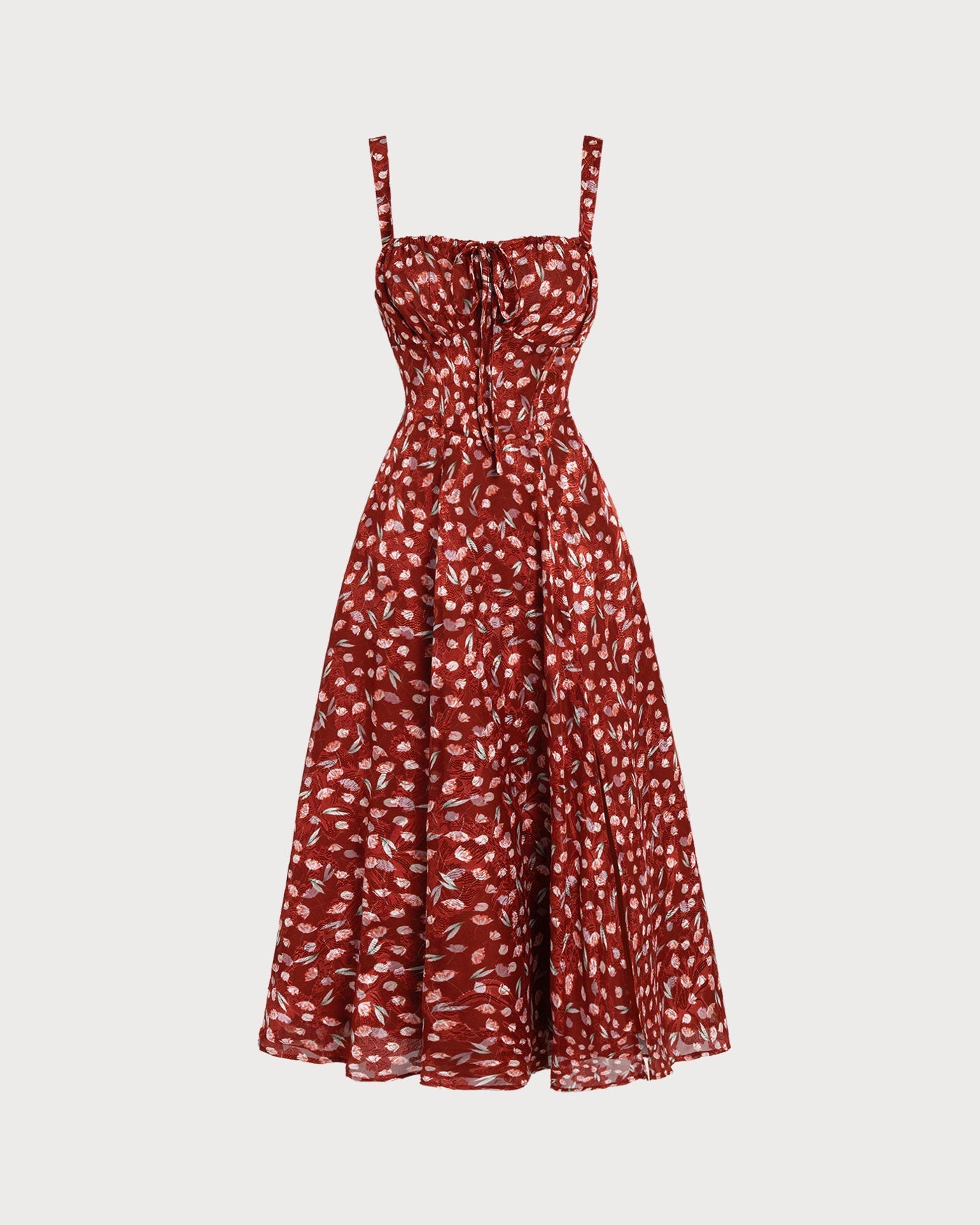 Leona | Floral Print Spaghetti Strap Midi Dress
