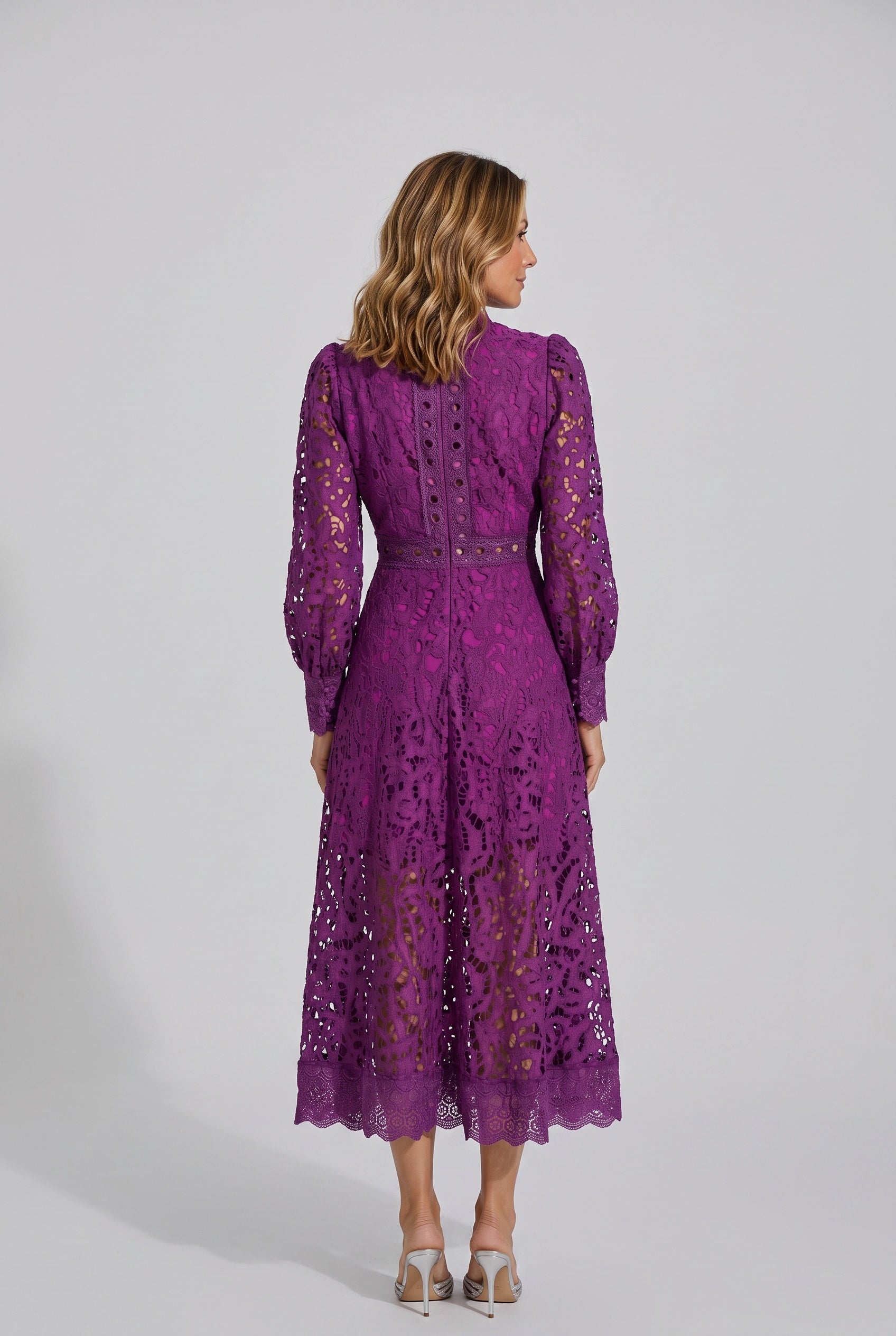 Mia | Long Sleeve Lace Midi Dress