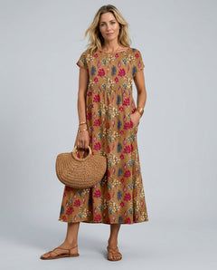 Romy | Floral Print Pocketed Midi Dress