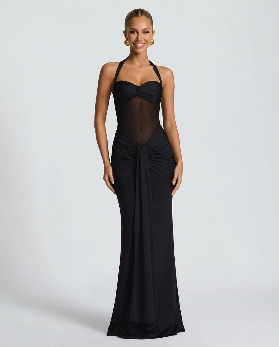 Cora | Halter Neck Backless Maxi Dress