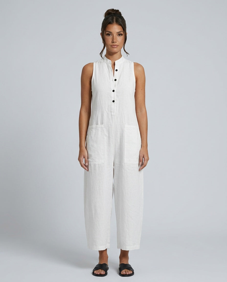 Harper | Linen-Blend Sleeveless Loose Jumpsuit