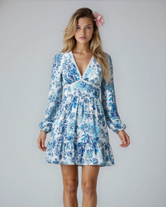 Avery | Floral Mini Dress with Long Sleeves