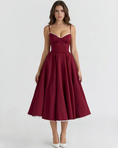 Adeline | Corset Bodice Tulle Midi Dress