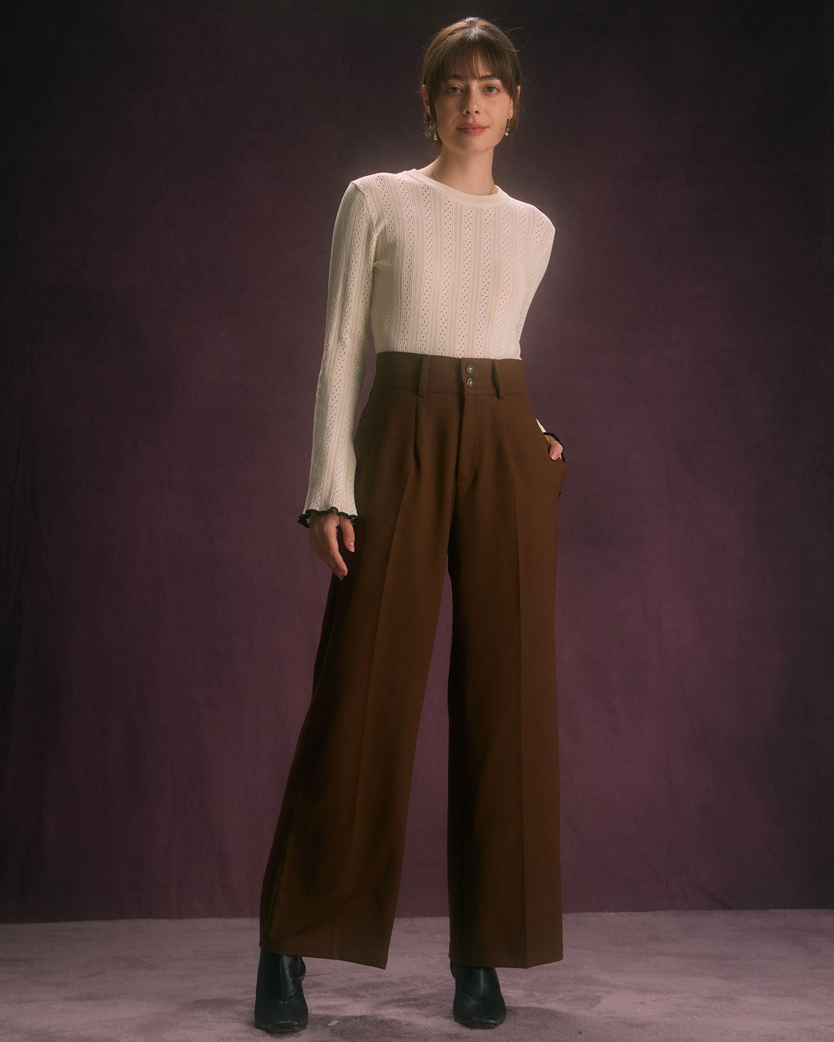 Wren | High-Waist Button-Front Straight Pants
