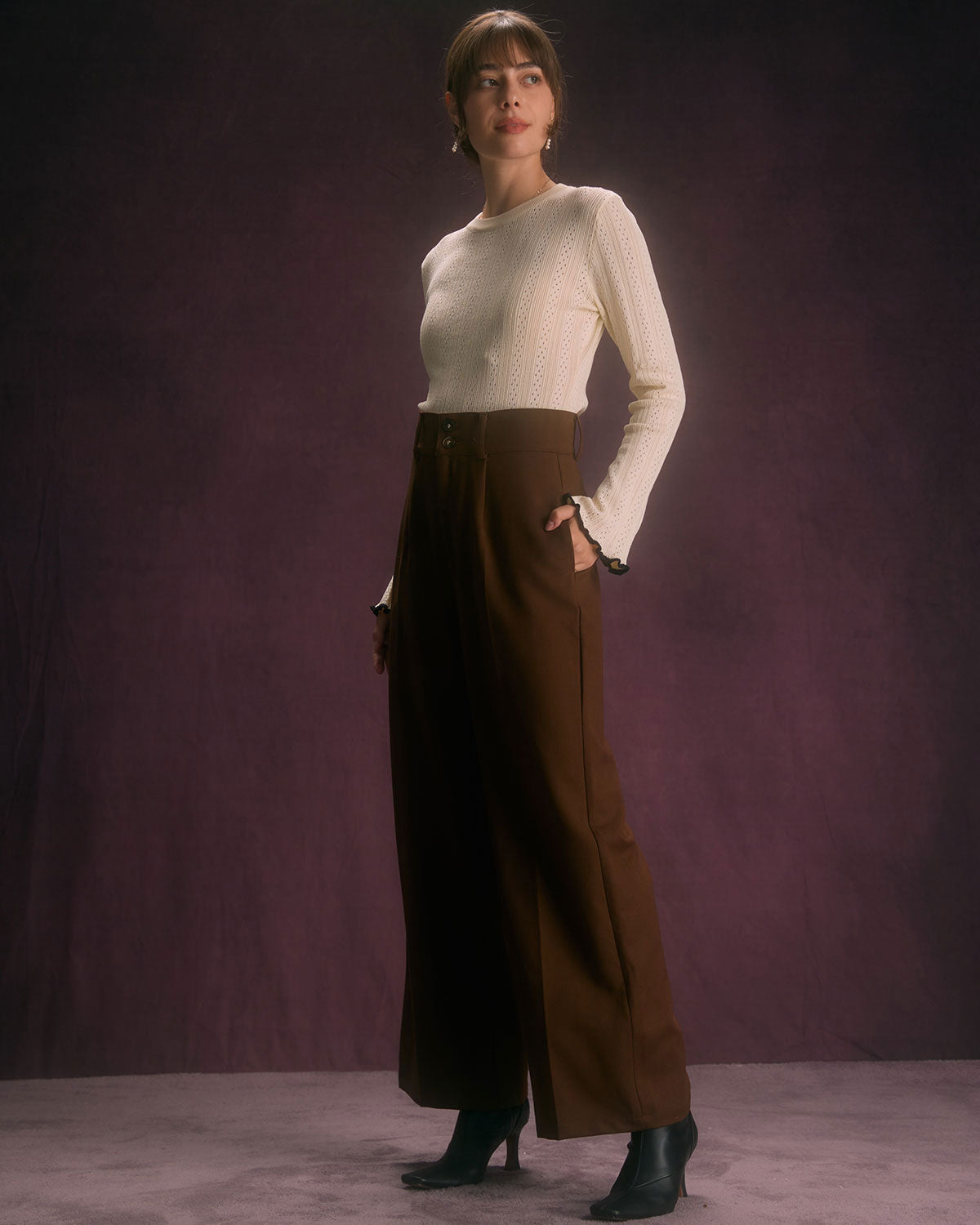 Wren | High-Waist Button-Front Straight Pants