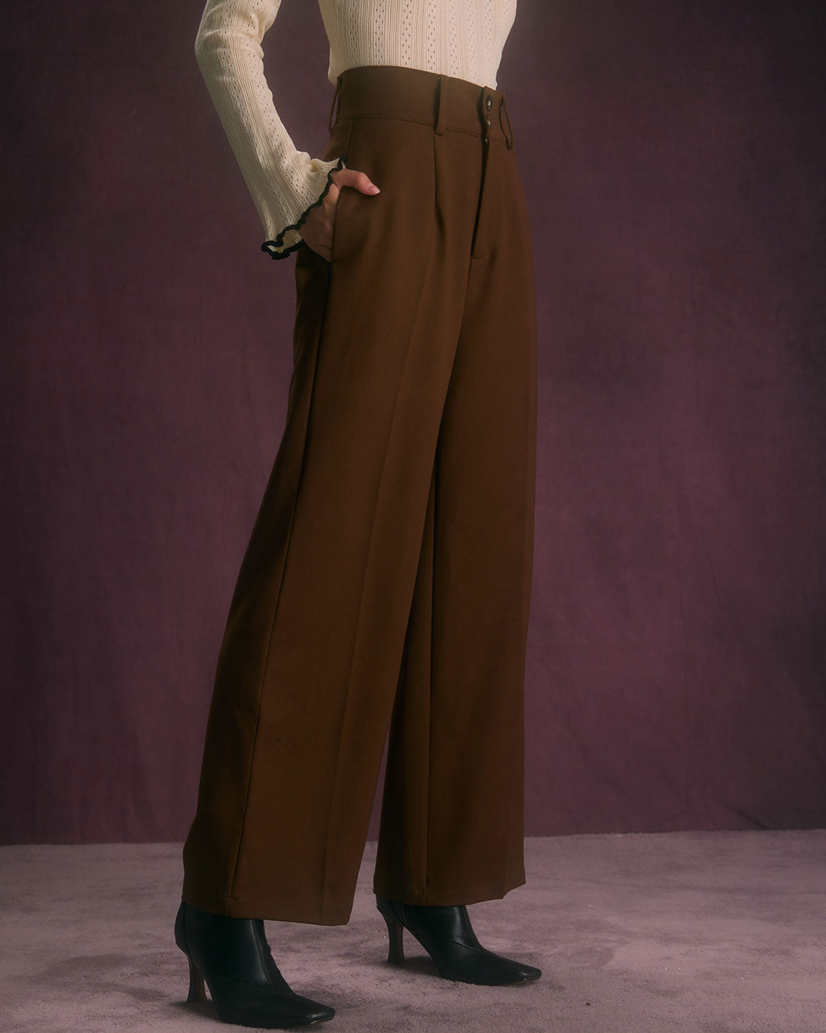 Wren | High-Waist Button-Front Straight Pants