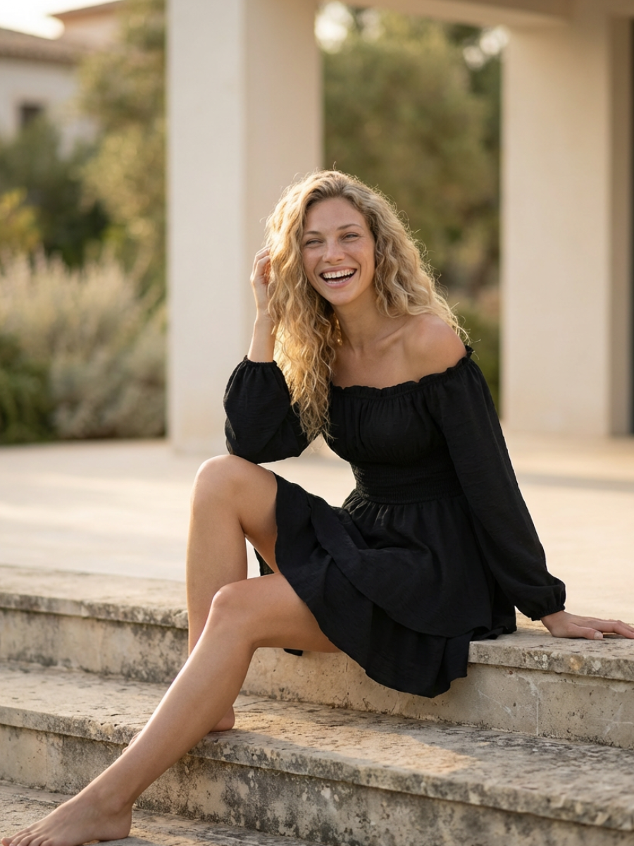 Arlena | Off-Shoulder Playsuit with Shirred Waist