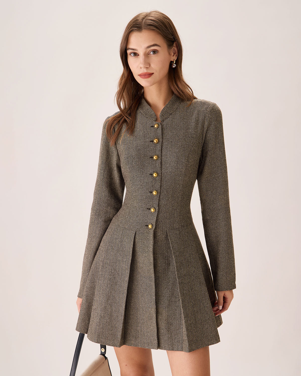 Camille | Button-Front Pleated Mini Dress