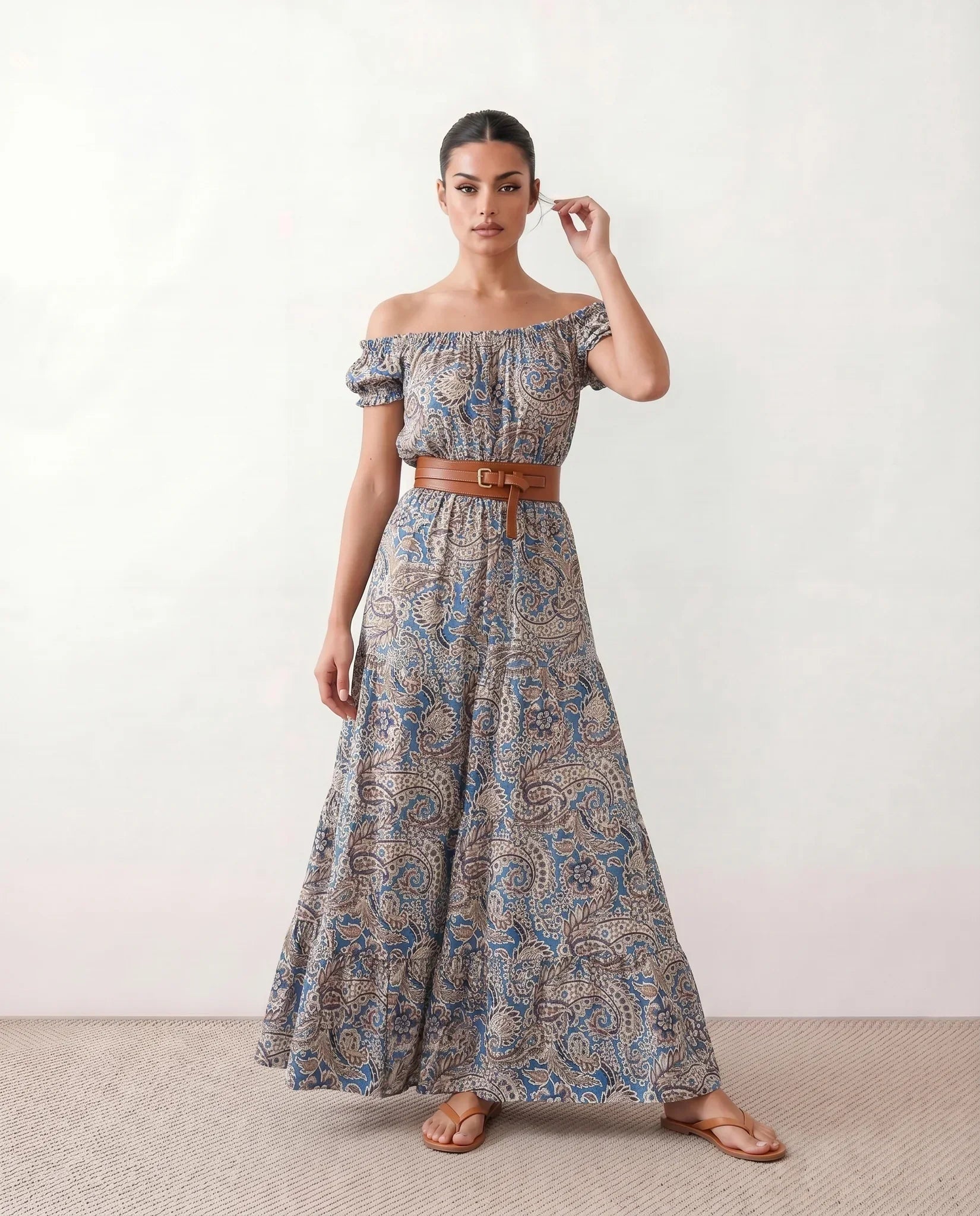 Orinda | Off-Shoulder A-Line Maxi Dress