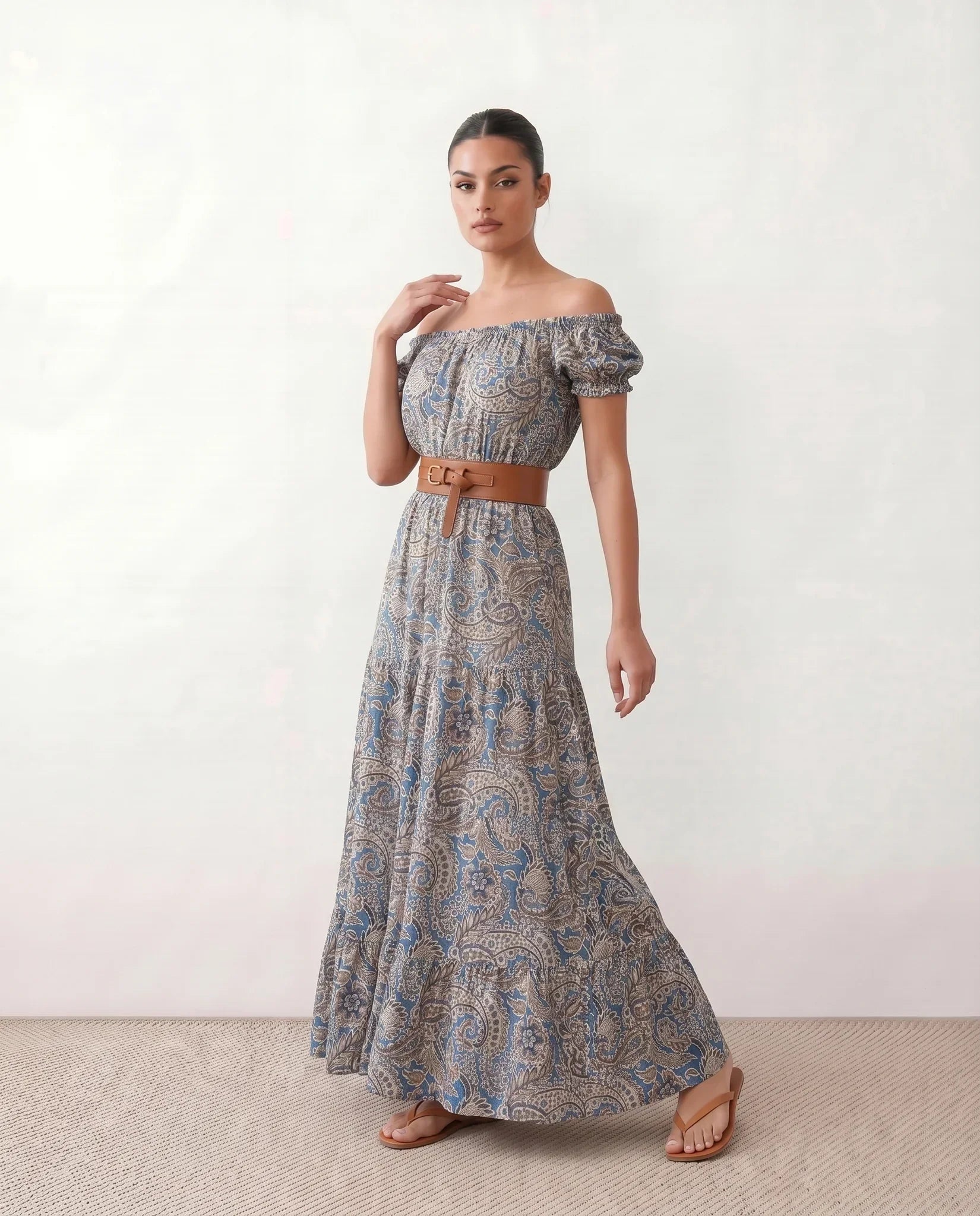Orinda | Off-Shoulder A-Line Maxi Dress