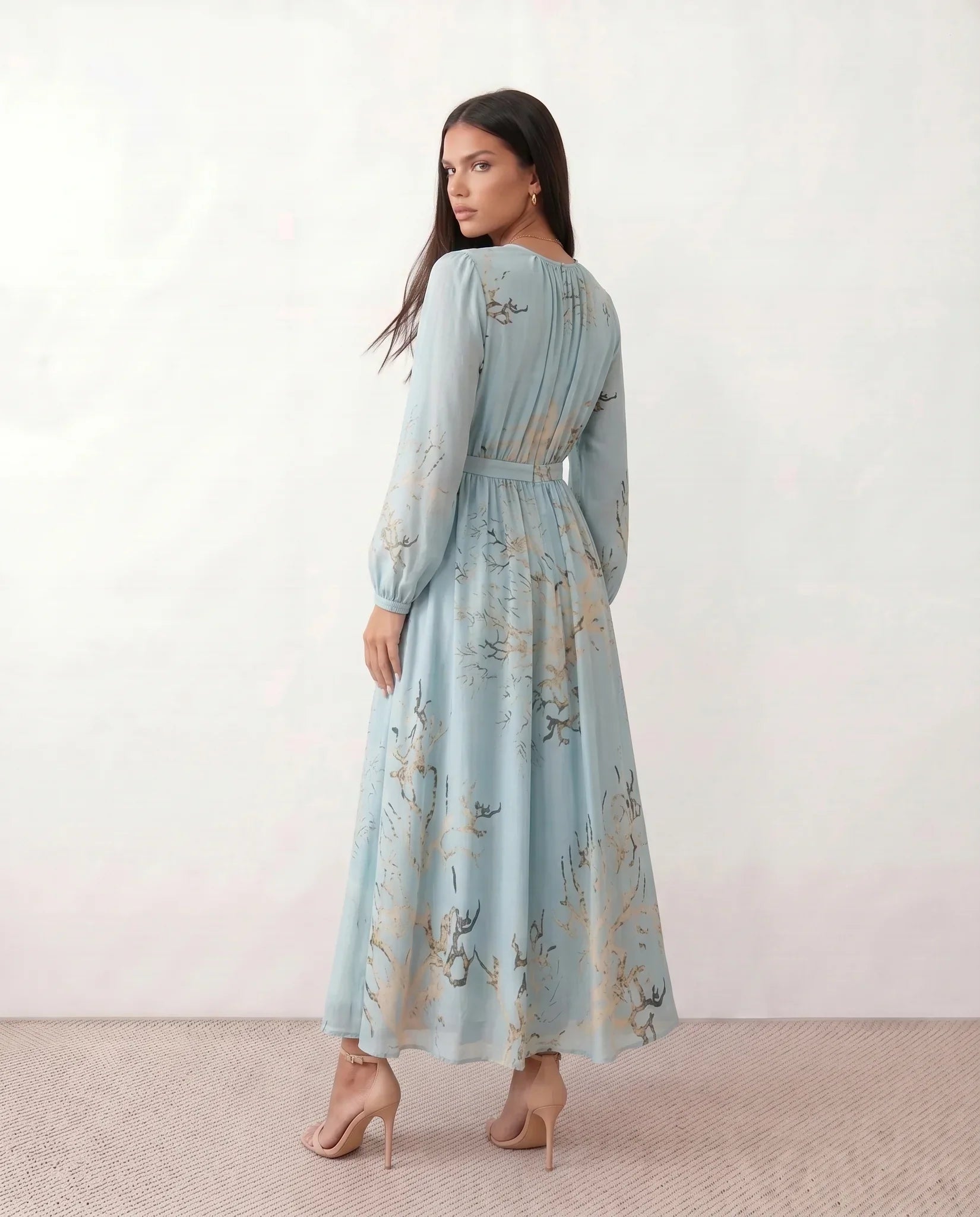 Saskia | Abstract Print Satin-Look Maxi Dress