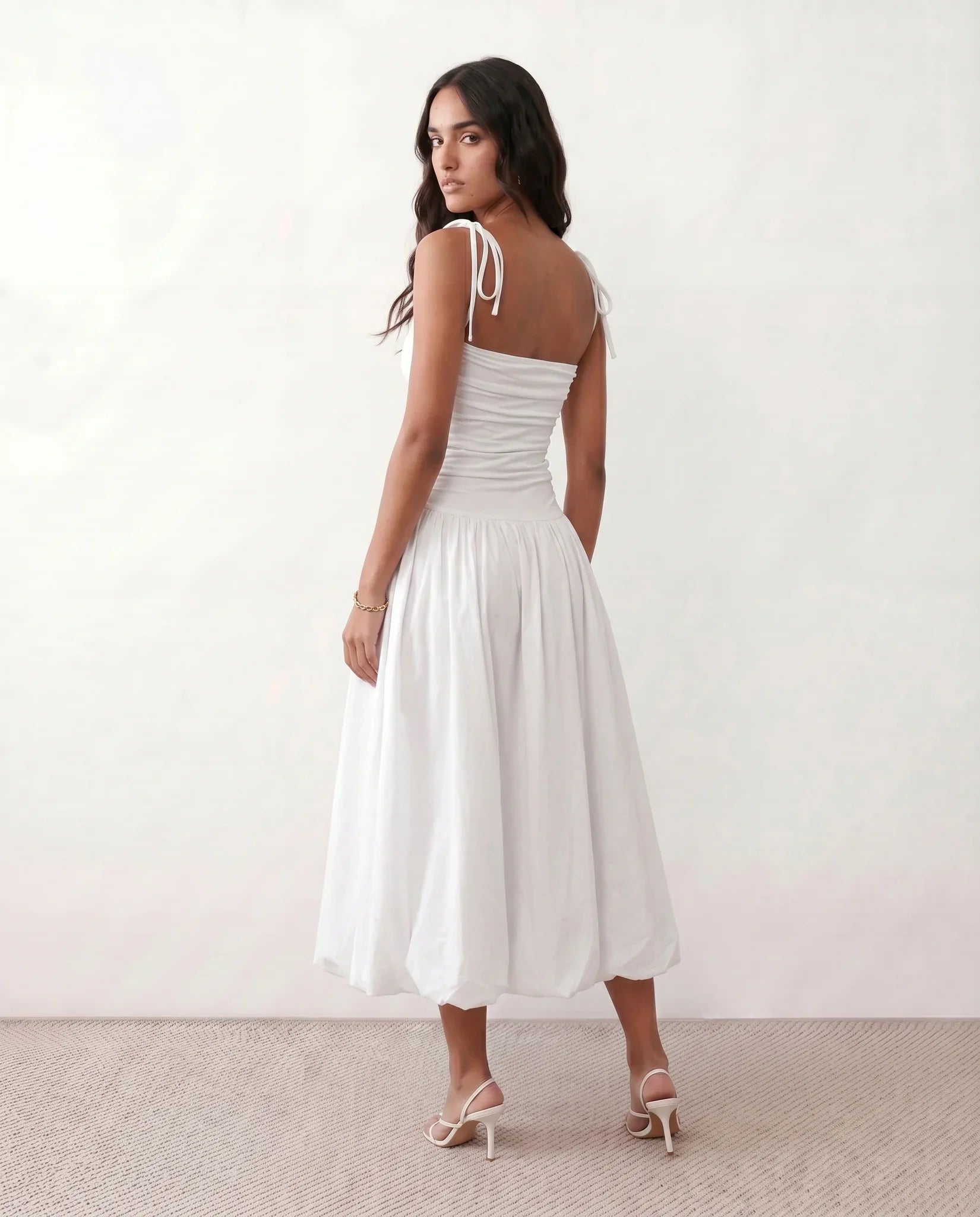 Mabel | Spaghetti Strap Low Back Midi Dress