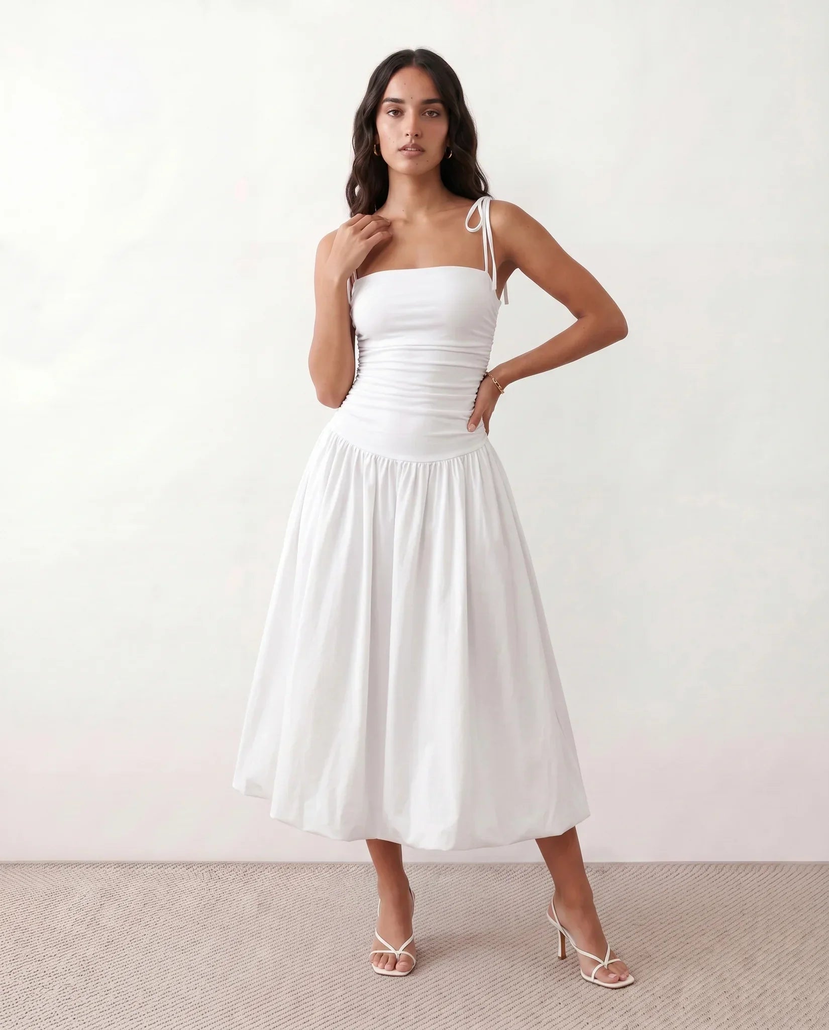 Mabel | Spaghetti Strap Low Back Midi Dress