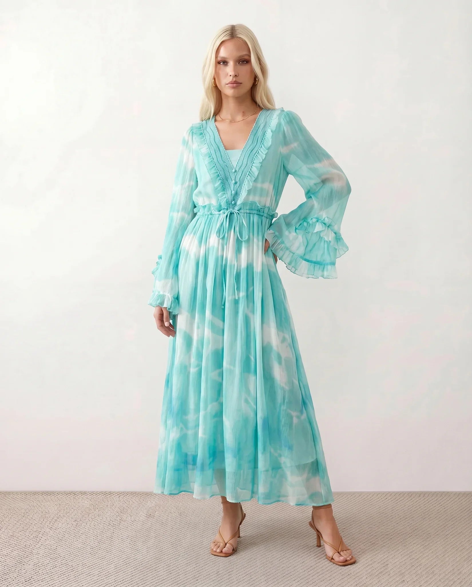 Selene | Tie Dye Satin-Look Maxi Dress
