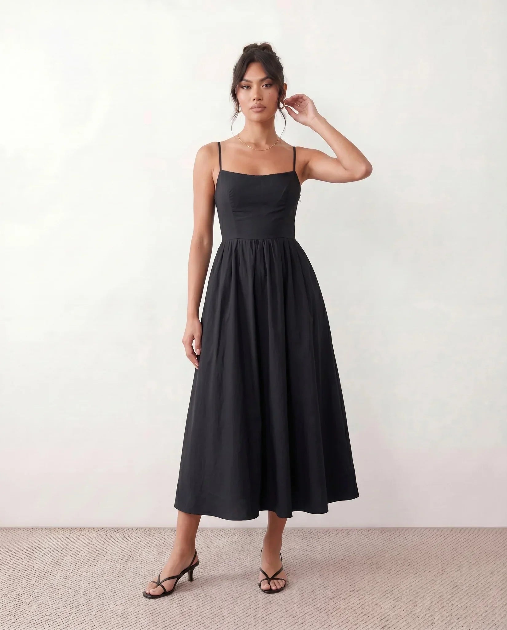 Layla | Spaghetti Strap Low Back Midi Dress