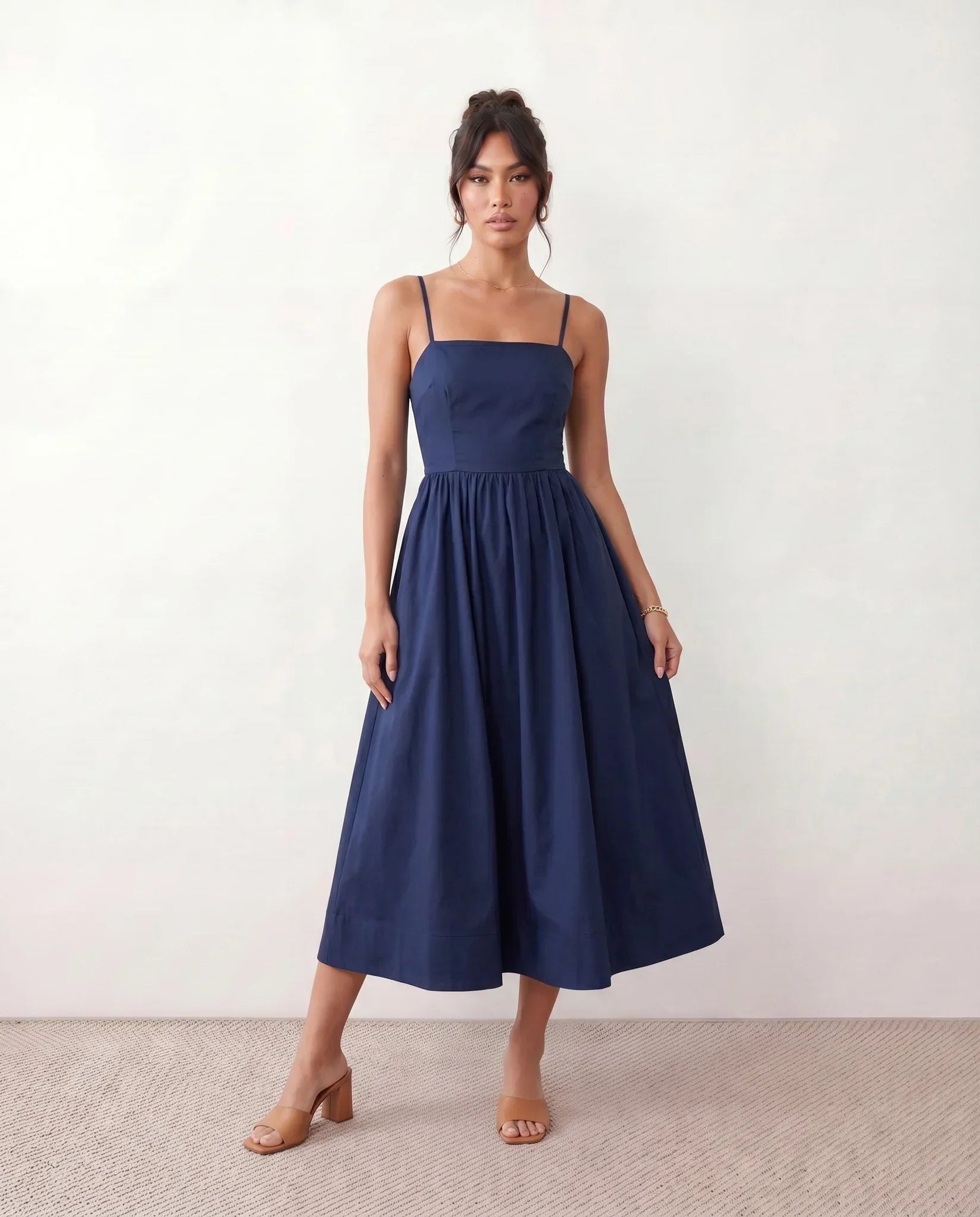 Layla | Spaghetti Strap Low Back Midi Dress