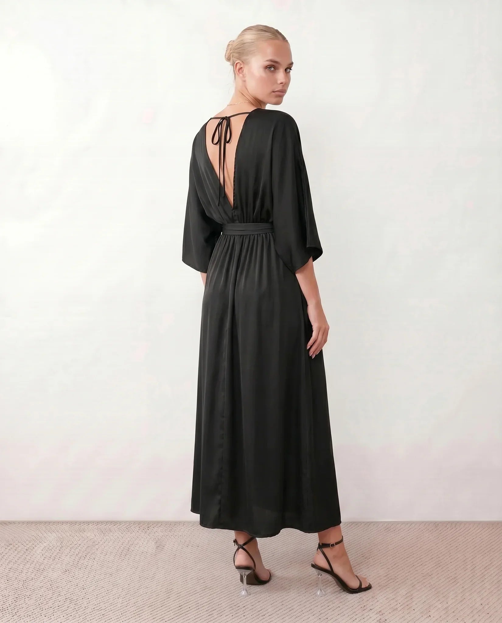 Brielle | Open Back Tie-Back Wedding Guest Maxi Dress