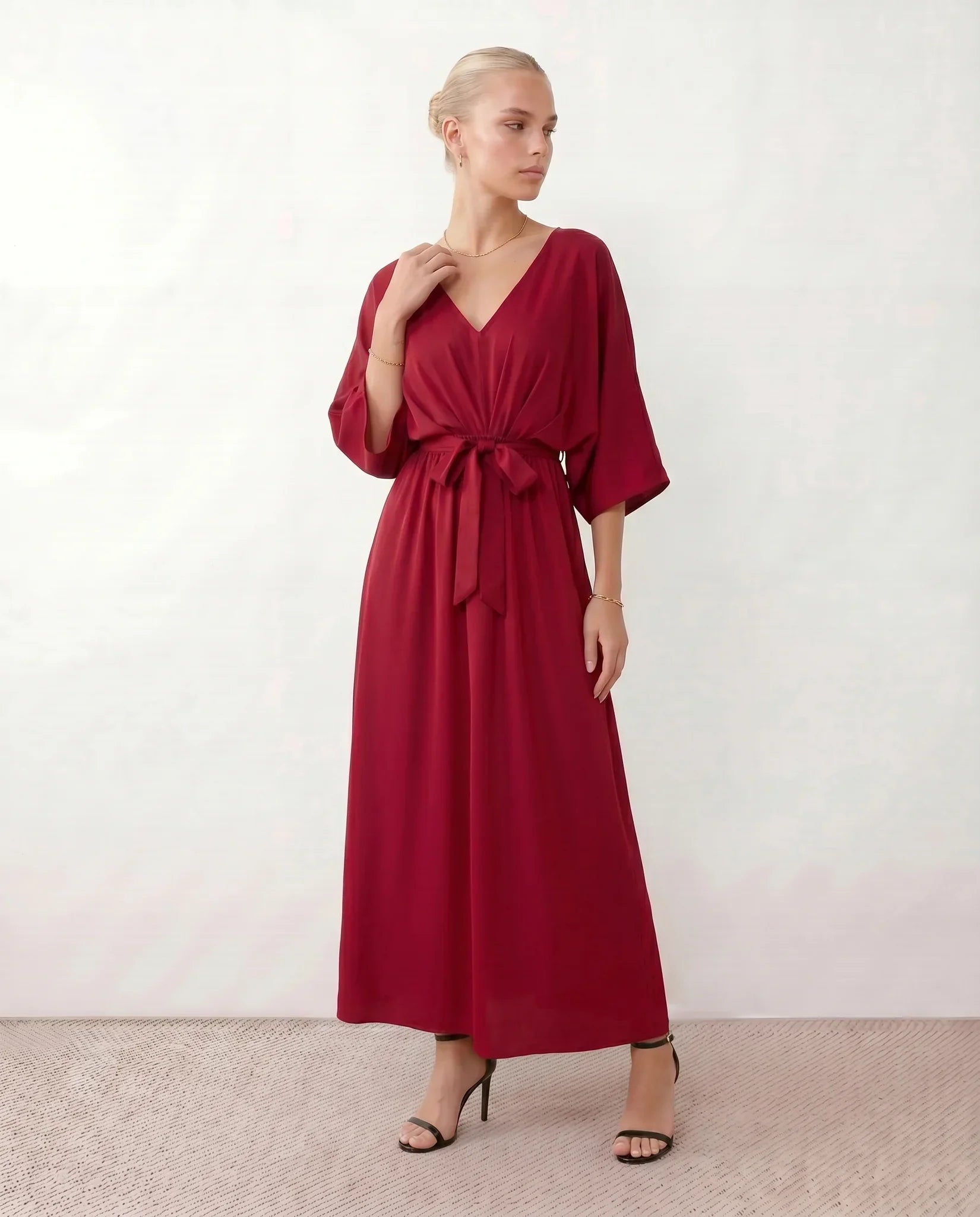 Brielle | Open Back Tie-Back Wedding Guest Maxi Dress