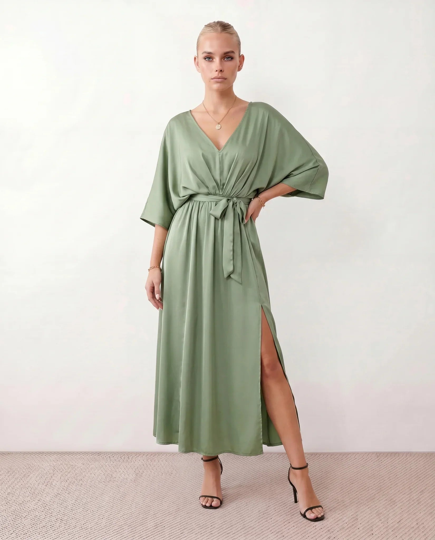 Brielle | Open Back Tie-Back Wedding Guest Maxi Dress