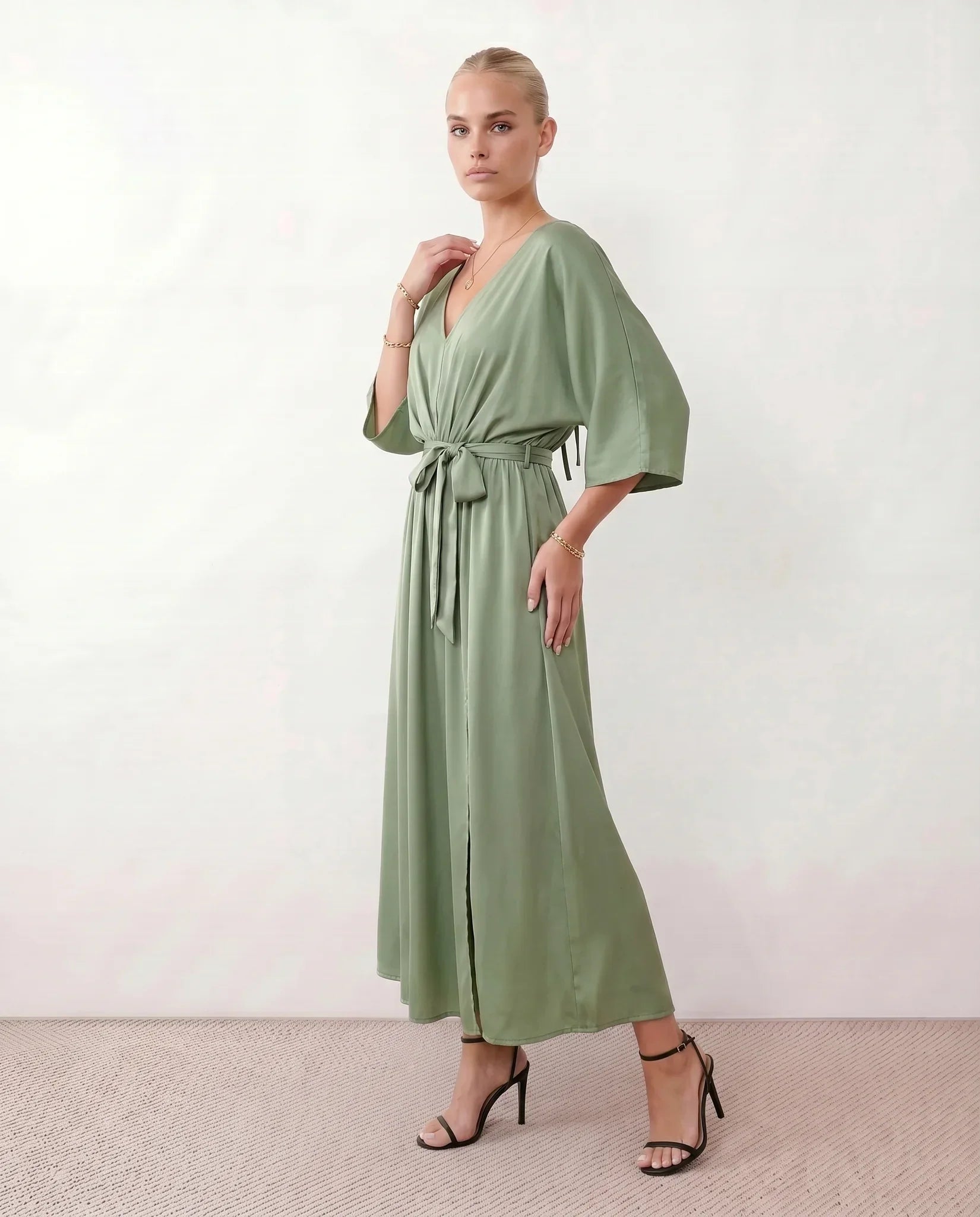 Brielle | Open Back Tie-Back Wedding Guest Maxi Dress