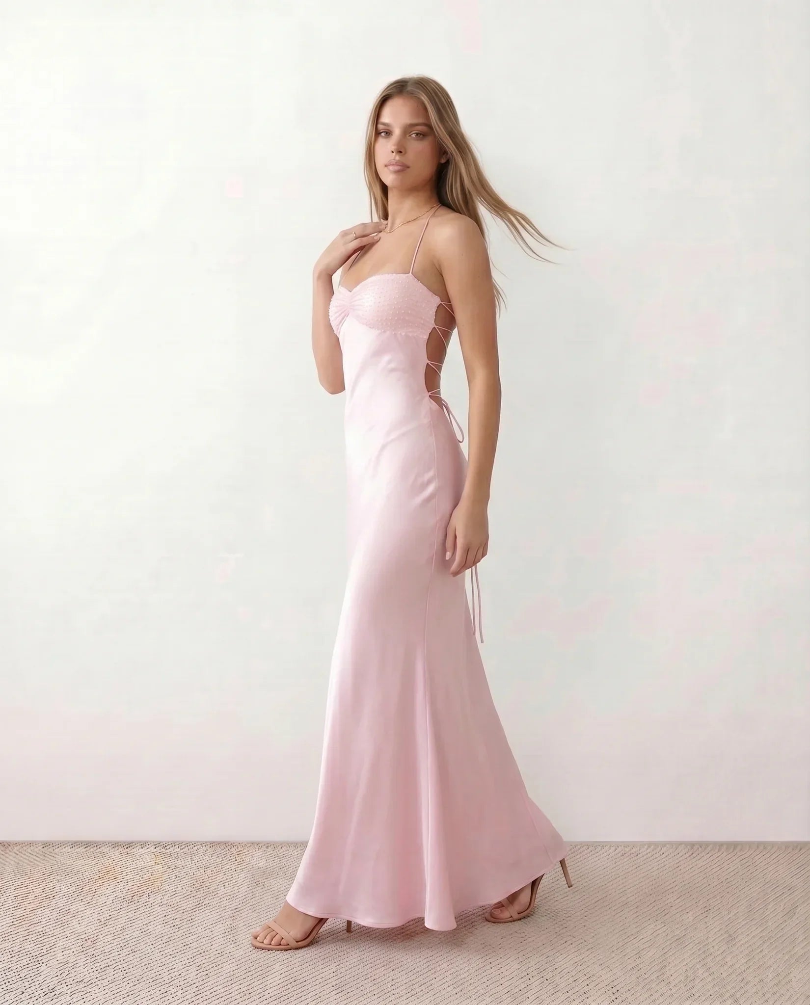 Nadia | Spaghetti Strap Sequin Slip Maxi Dress