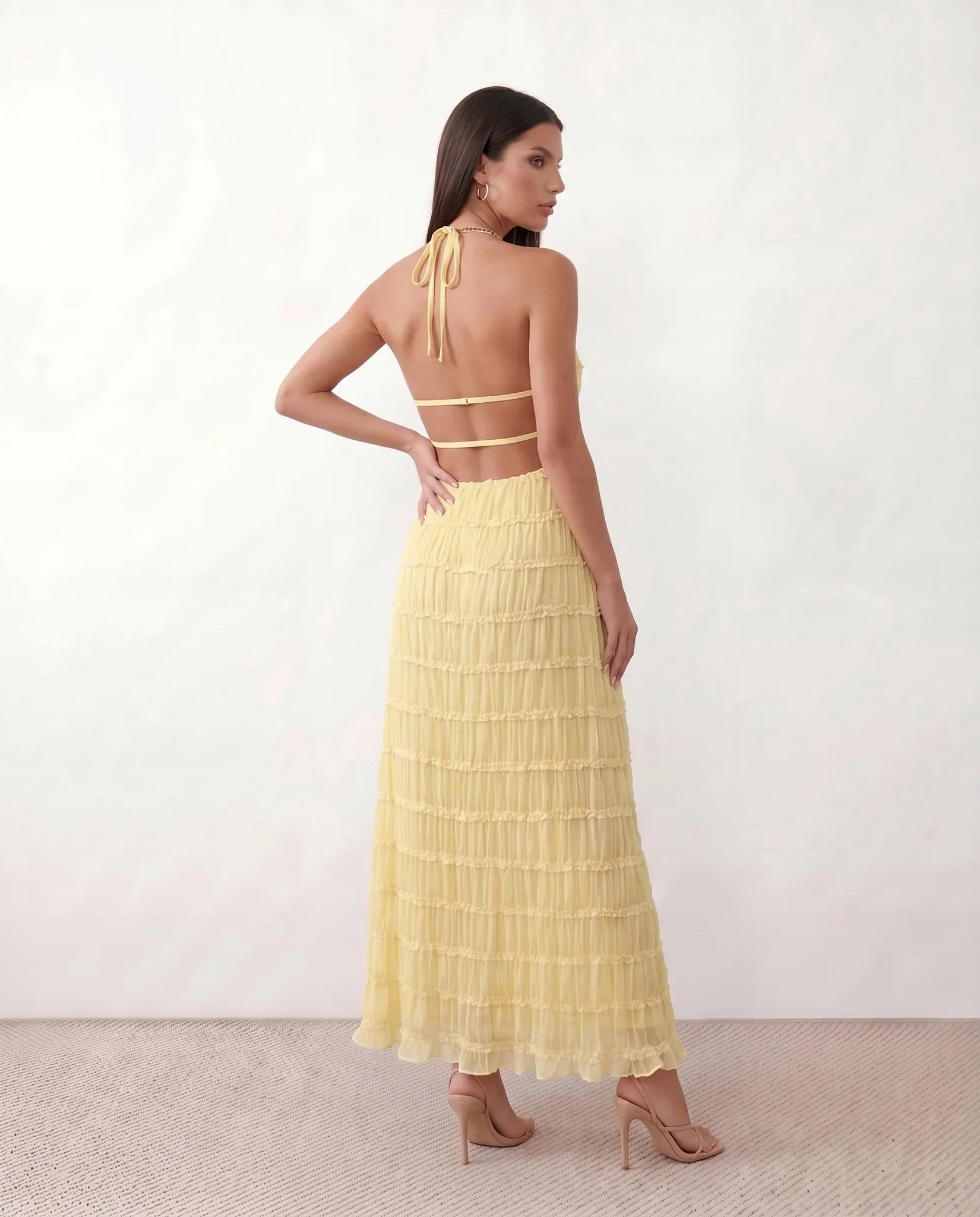 Naia | Pleated Halter Maxi Dress