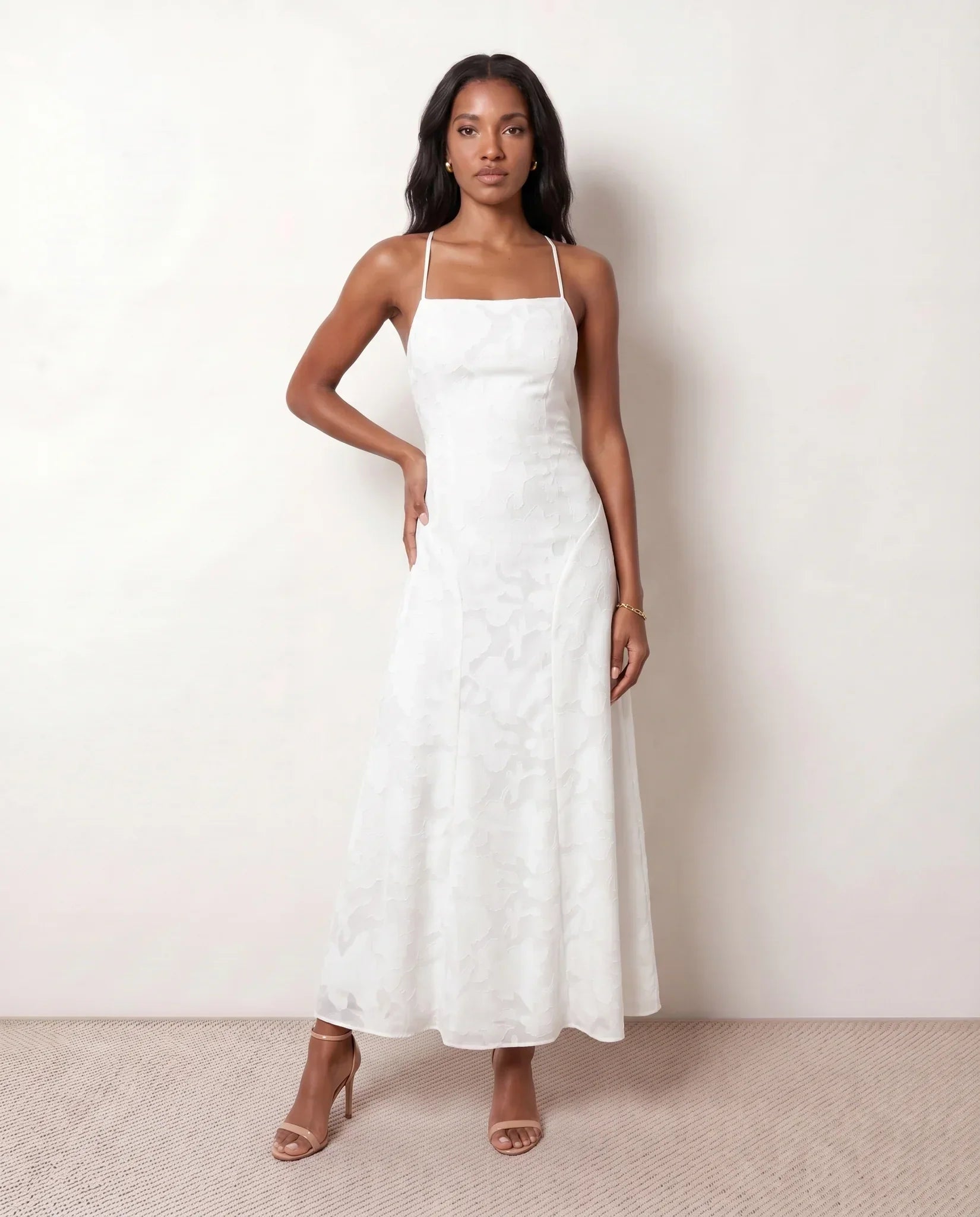 Willa | Floral Lace-Up Spaghetti Strap Maxi Dress