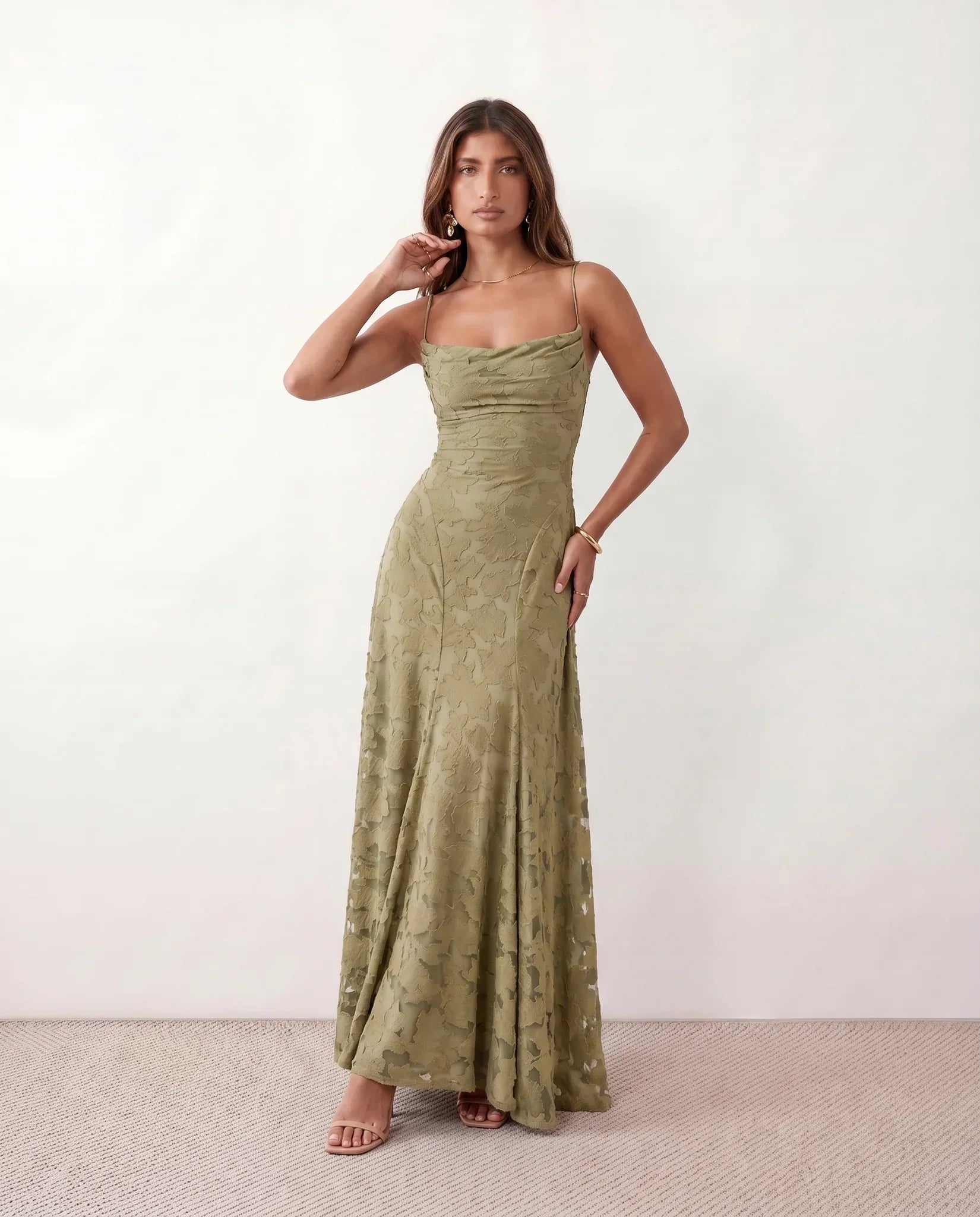 Liv | Mermaid Spaghetti Strap Wedding Guest Maxi Dress