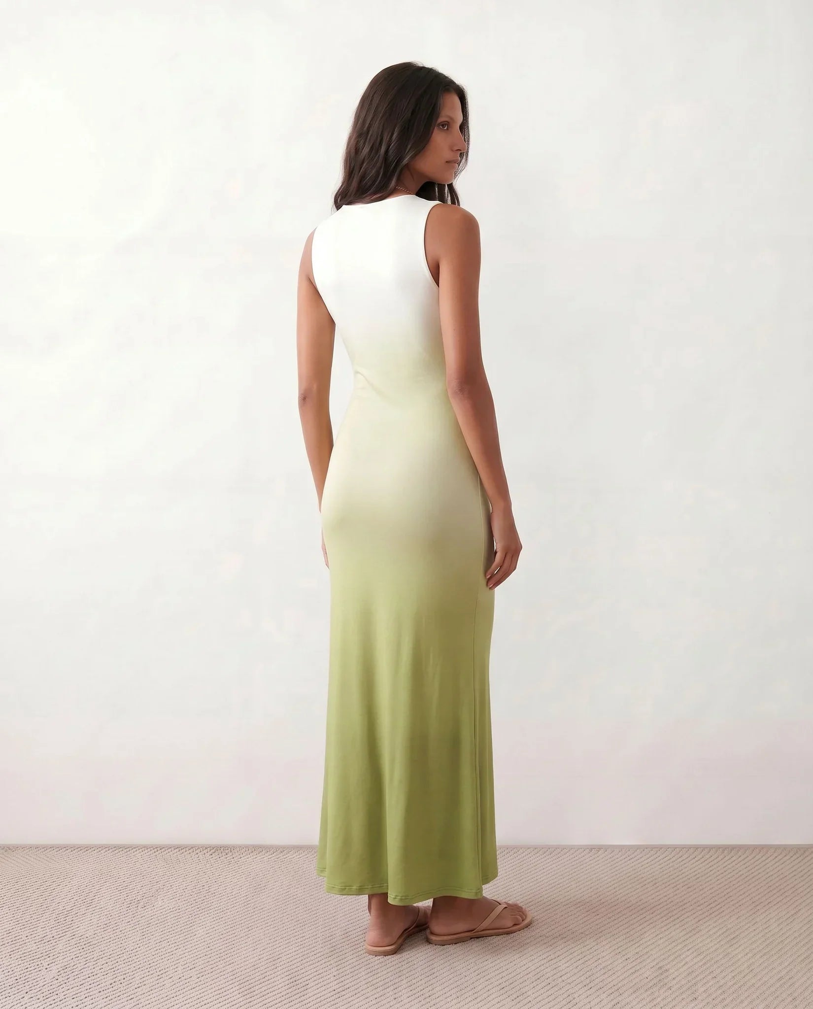 Naveah | Plunge Neck Fitted Maxi Dress