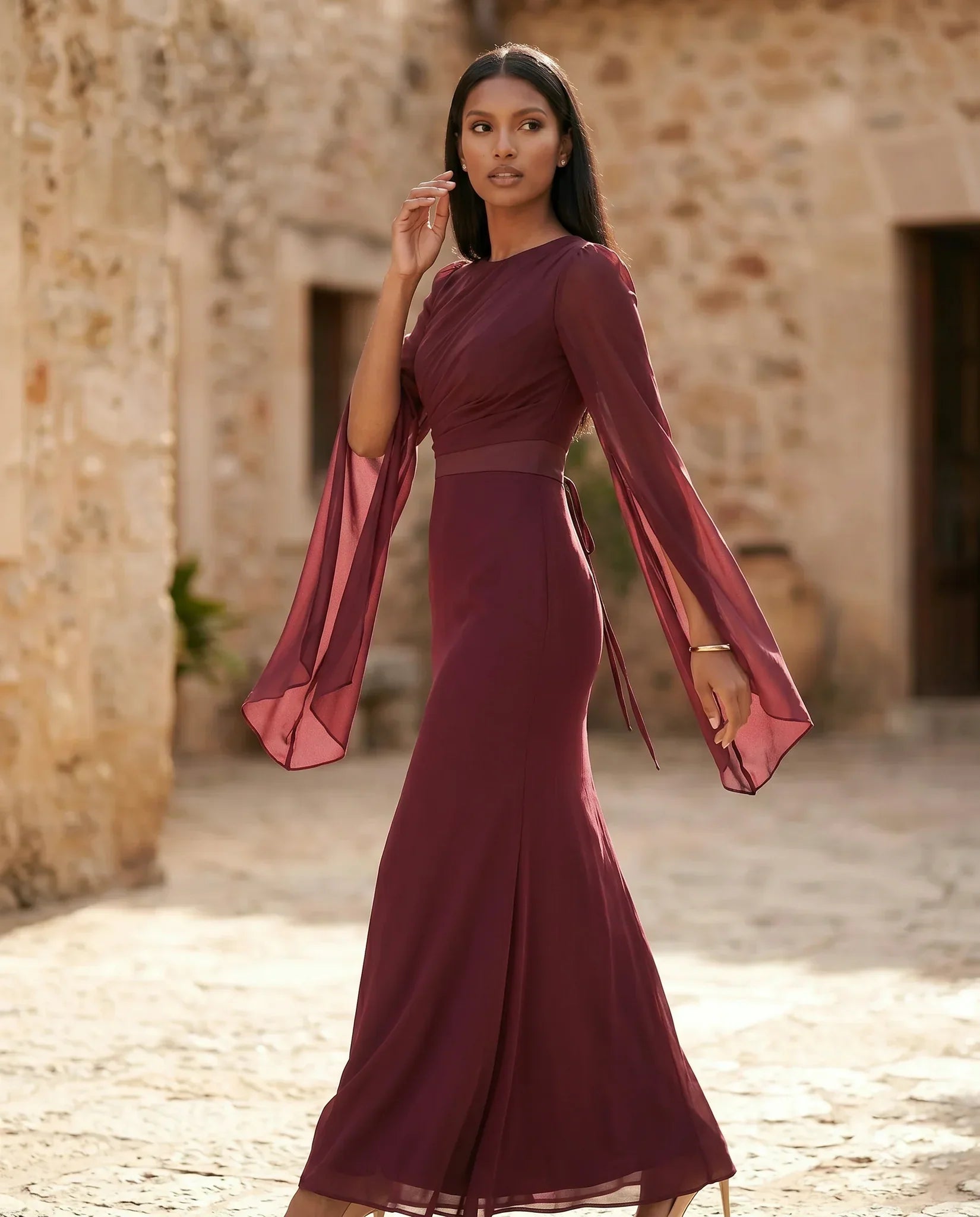 Elin | Lace-Up Mermaid Maxi Dress